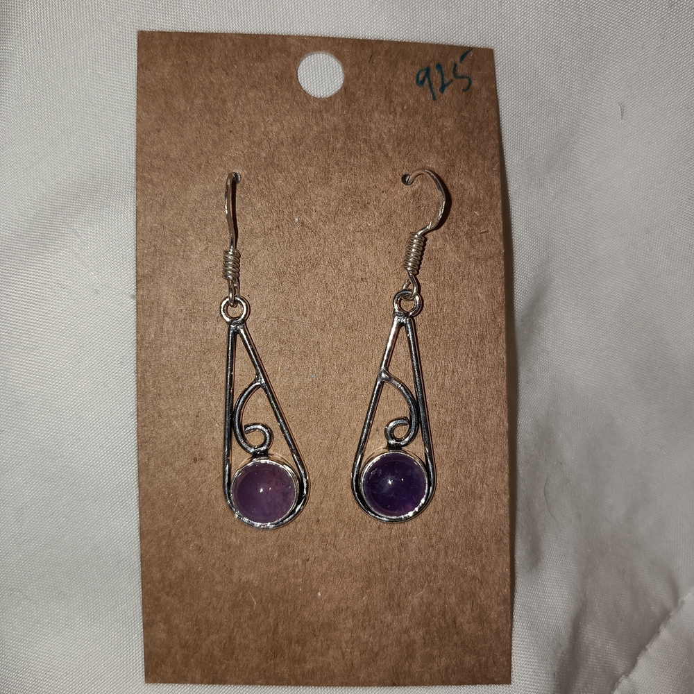 925 Plated Amethyst Earrings